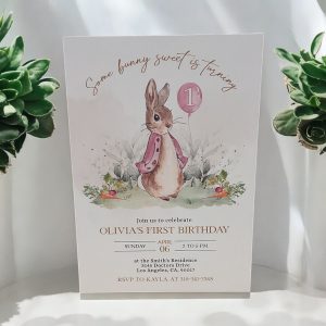 10 x Hand made Peter Rabbit Girl, Birthday Party Invitations